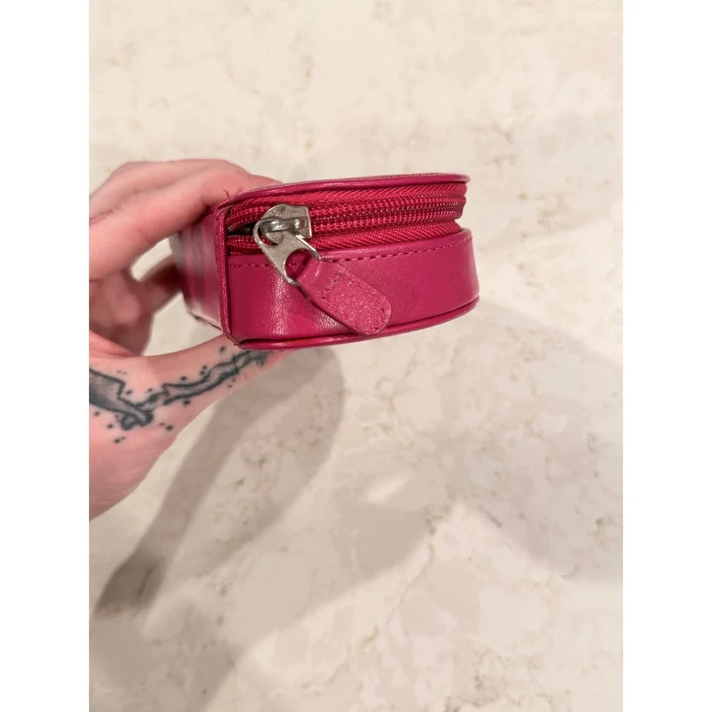 Rowallan Scotland Fuchsia Pink Leather Travel Jewelry Case Organizer‎ Half Moon